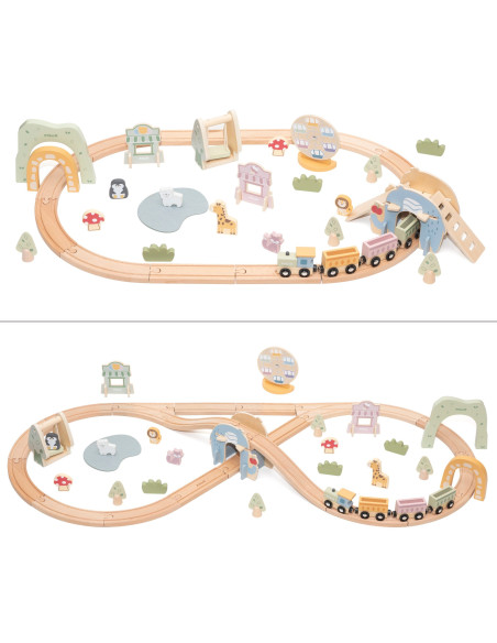 VIGA Wooden Train for Children Track 62 pieces