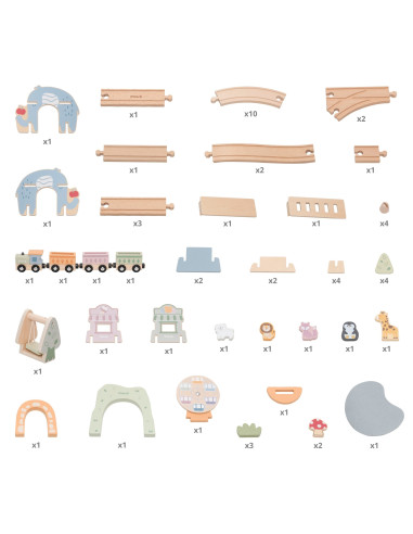 VIGA Wooden Train for Children Track 62 pieces