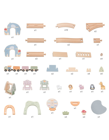 VIGA Wooden Train for Children Track 62 pieces