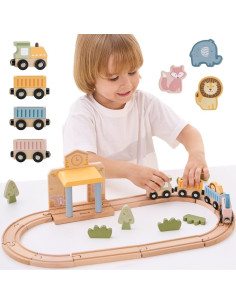 Viga PolarB Wooden Train Set 30 pcs.