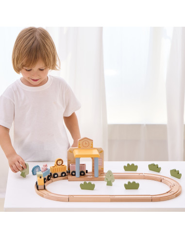Viga PolarB Wooden Train Set 30 pcs.
