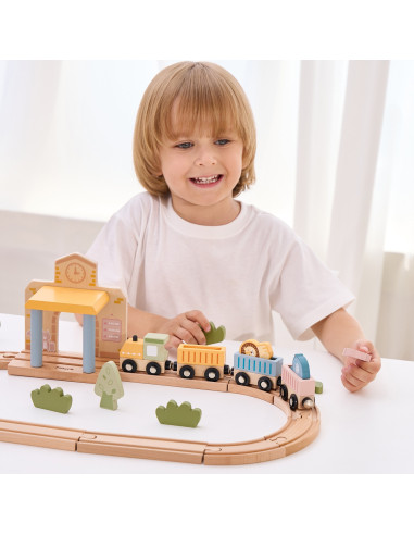 Viga PolarB Wooden Train Set 30 pcs.