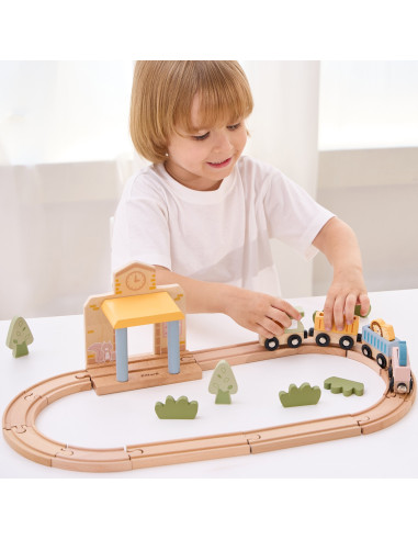 Viga PolarB Wooden Train Set 30 pcs.