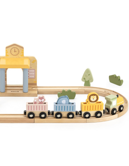 Viga PolarB Wooden Train Set 30 pcs.