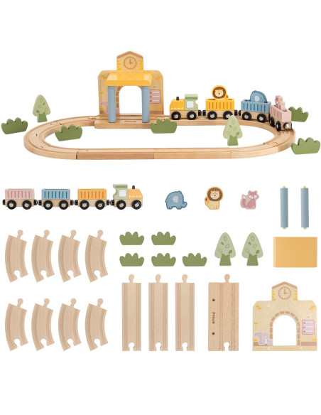 Viga PolarB Wooden Train Set 30 pcs.