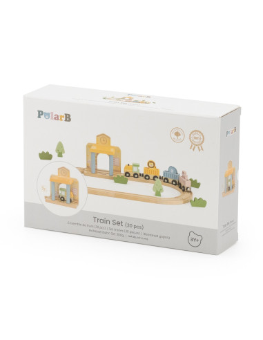Viga PolarB Wooden Train Set 30 pcs.