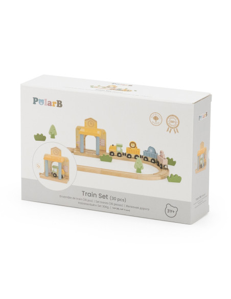Viga PolarB Wooden Train Set 30 pcs.