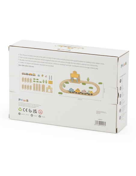 Viga PolarB Wooden Train Set 30 pcs.