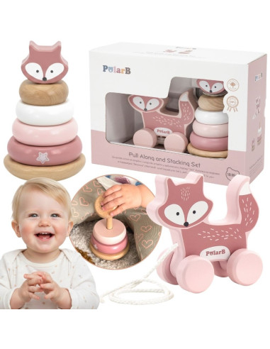 VIGA PolarB Set Fox Wooden Pyramid + Fox for Pulling