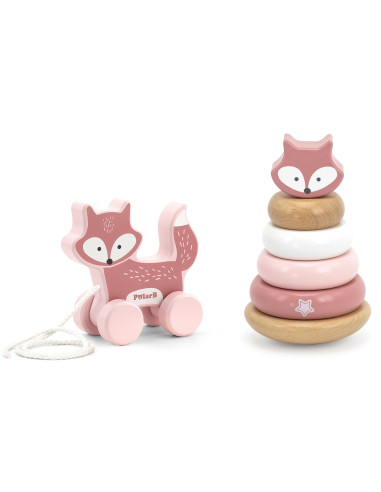 VIGA PolarB Set Fox Wooden Pyramid + Fox for Pulling