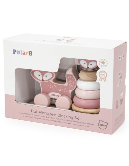 VIGA PolarB Set Fox Wooden Pyramid + Fox for Pulling
