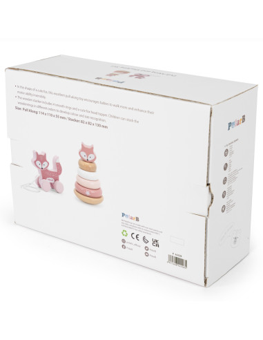 VIGA PolarB Set Fox Wooden Pyramid + Fox for Pulling