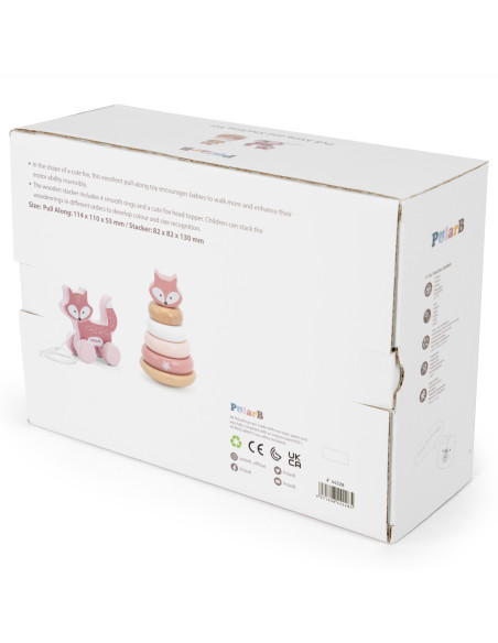 VIGA PolarB Set Fox Wooden Pyramid + Fox for Pulling