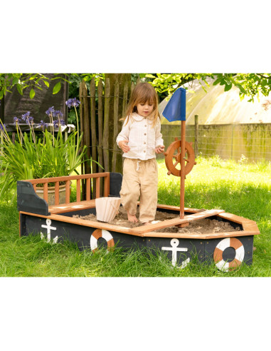 AXI Wooden Sandbox Doris Pirate Ship with Storage + Cover 153 cm