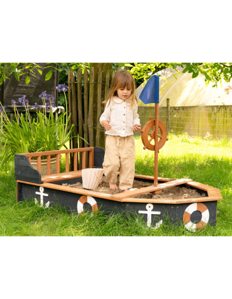 AXI Wooden Sandbox Doris Pirate Ship with Storage + Cover 153 cm
