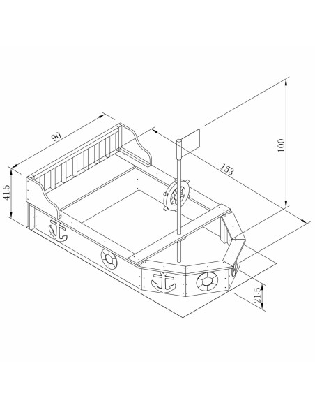 AXI Wooden Sandbox Doris Pirate Ship with Storage + Cover 153 cm