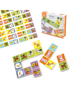 VIGA Educational Wooden Domino Blocks Farm Game 28 Pieces Montessori 2