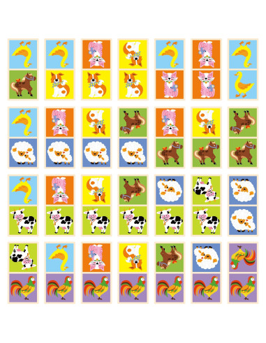 VIGA Educational Wooden Domino Blocks Farm Game 28 Pieces Montessori