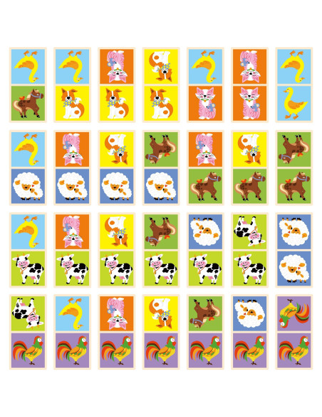 VIGA Educational Wooden Domino Blocks Farm Game 28 Pieces Montessori