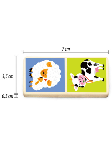 VIGA Educational Wooden Domino Blocks Farm Game 28 Pieces Montessori