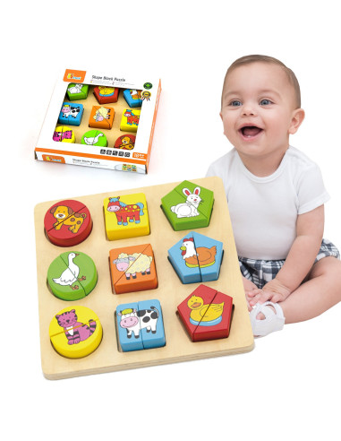 VIGA edukacinės medinės dėlionės su gyvūnais