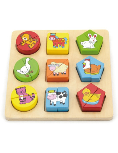 VIGA edukacinės medinės dėlionės su gyvūnais