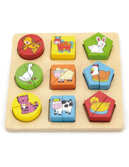 VIGA edukacinės medinės dėlionės su gyvūnais