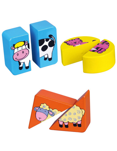 VIGA edukacinės medinės dėlionės su gyvūnais