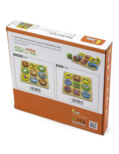 VIGA edukacinės medinės dėlionės su gyvūnais