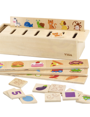 VIGA Medinis edukacinis rūšiavimo žaidimas Gyvūnai Vaisiai Daržovės Montessori