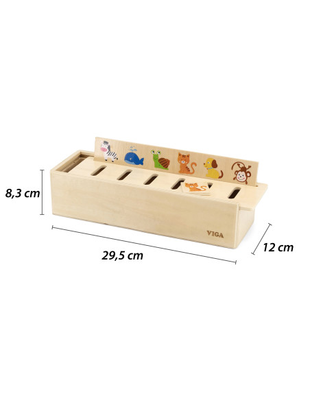 VIGA Medinis edukacinis rūšiavimo žaidimas Gyvūnai Vaisiai Daržovės Montessori