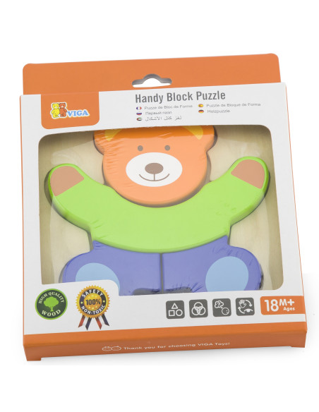 VIGA Baby's First Wooden Puzzle Teddy Bear