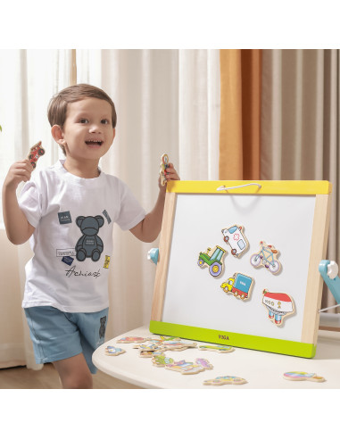 VIGA Wooden Vehicle Magnets Set