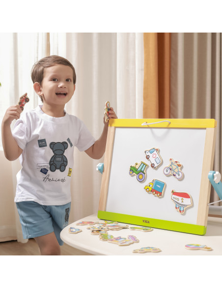 VIGA Wooden Vehicle Magnets Set