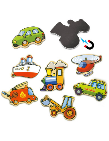 VIGA Wooden Vehicle Magnets Set