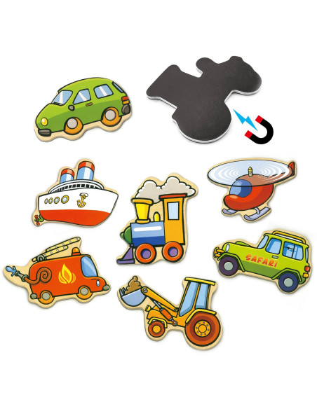 VIGA Wooden Vehicle Magnets Set