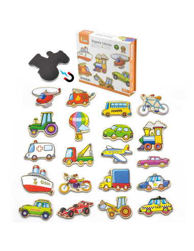VIGA Wooden Vehicle Magnets Set