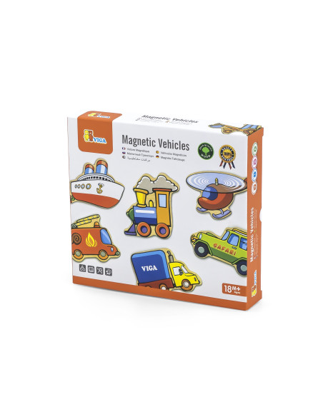 VIGA Wooden Vehicle Magnets Set