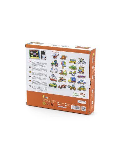 VIGA Wooden Vehicle Magnets Set