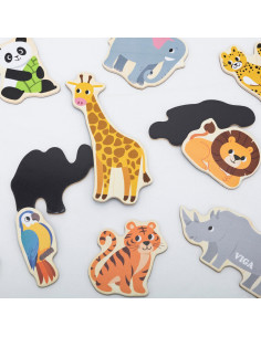 VIGA Wooden Magnets Wild Animals – Colorful Educational Magnets 18M+ 2