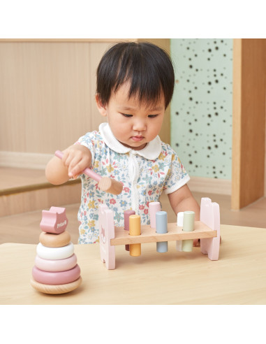 VIGA PolarB Medinė piramidė ir perforatorius su plaktuku Montessori Fox