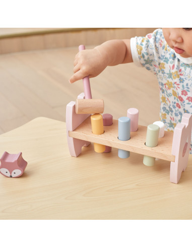 VIGA PolarB Medinė piramidė ir perforatorius su plaktuku Montessori Fox