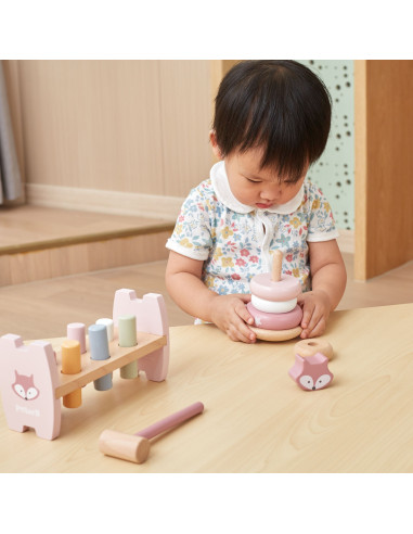 VIGA PolarB Medinė piramidė ir perforatorius su plaktuku Montessori Fox