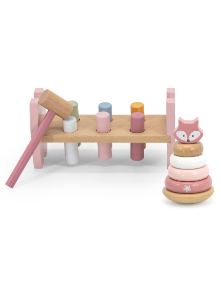 VIGA PolarB Medinė piramidė ir perforatorius su plaktuku Montessori Fox