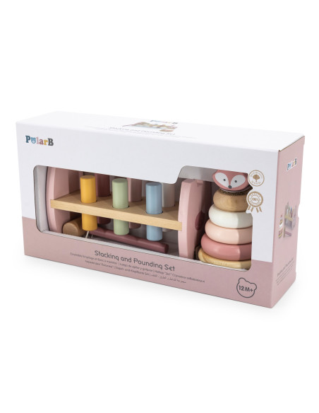 VIGA PolarB Medinė piramidė ir perforatorius su plaktuku Montessori Fox