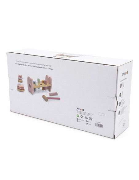 VIGA PolarB Medinė piramidė ir perforatorius su plaktuku Montessori Fox