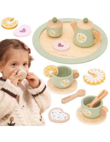 VIGA Wooden Spring Tea Set - 15 pieces