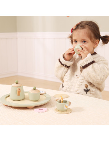 VIGA Wooden Spring Tea Set - 15 pieces