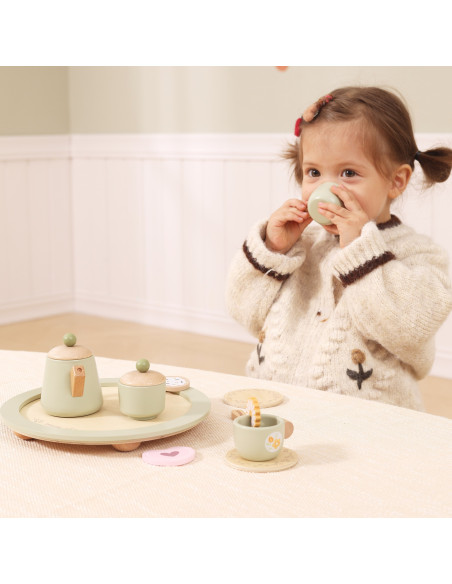 VIGA Wooden Spring Tea Set - 15 pieces
