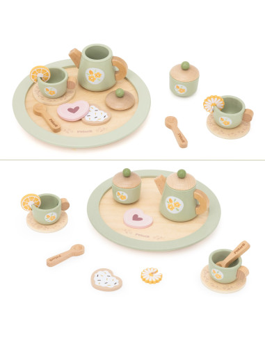 VIGA Wooden Spring Tea Set - 15 pieces